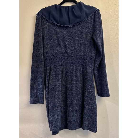 Altar’d State Ruffle Button Down Blue Sweater Cardigan Dress Small Side Pockets - Picture 9 of 16